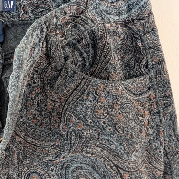 Vintage Gap Bootcut Stretch Paisley Velvet Pants 4 Whimsigoth Bohemian Low-Rise - Picture 9 of 12